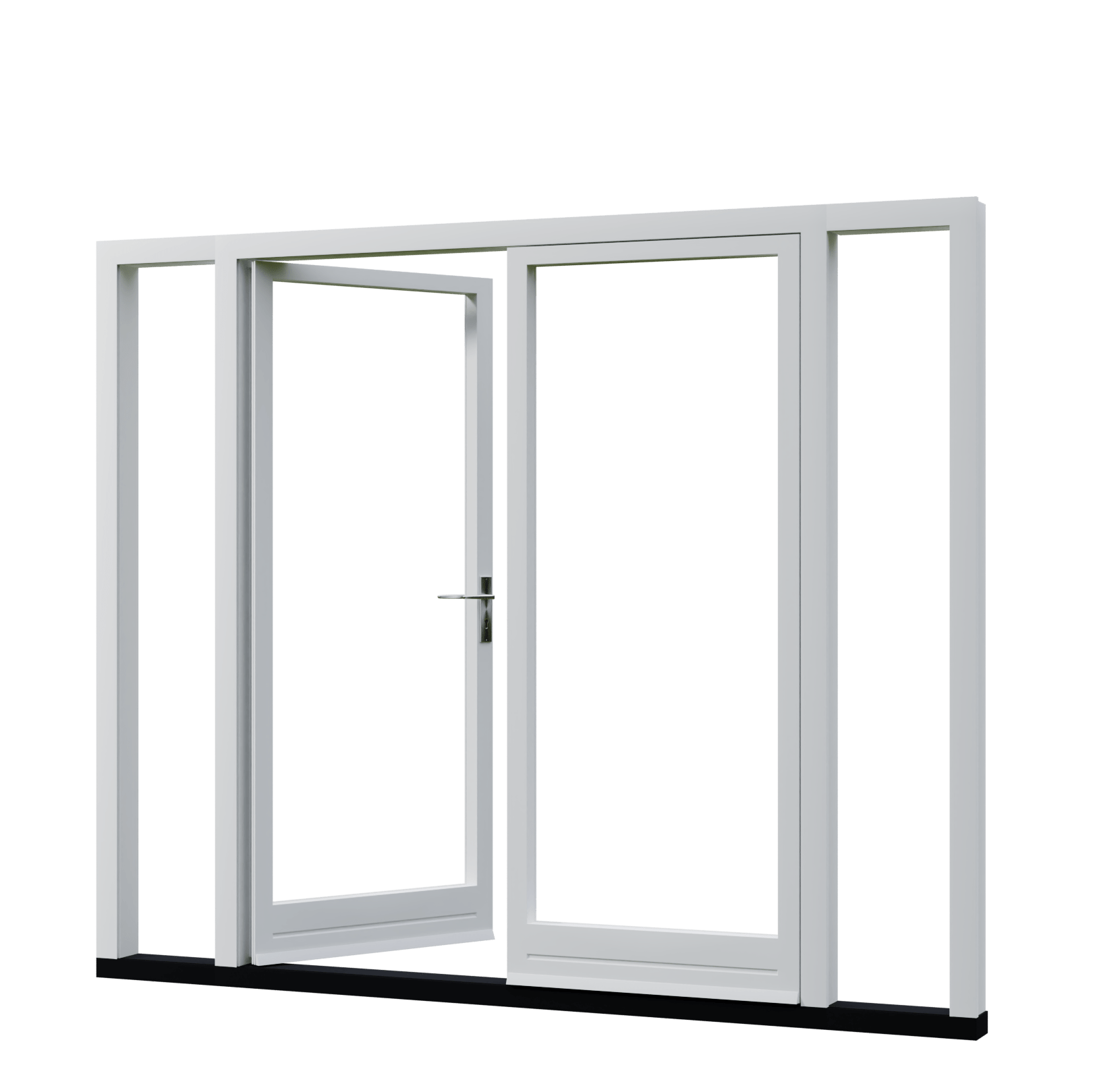 Dubbele houten balkondeuren met zijlichten binnendraaiend en veel lichtinval